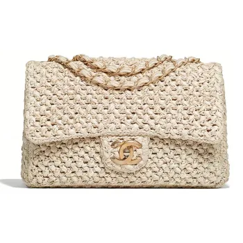 CHANEL Woven Flap Knitted Bag Crossbody Bag Women's Beige
