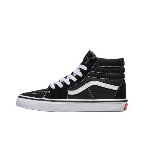Vans Sk8 Hi Anti Slip Wear Resistant High Top Kids' Skateboarding Shoes Black Teenagers