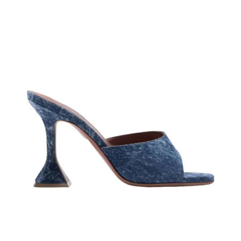 AMINA MUADDI Dalida 140mm Denim Sandals-1