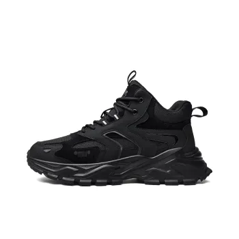 JEEP SPIRIT Cushioned Anti Slip And Wear Resistant Lightweight Mid Top Chunky Sneakers Men's Graphite Black