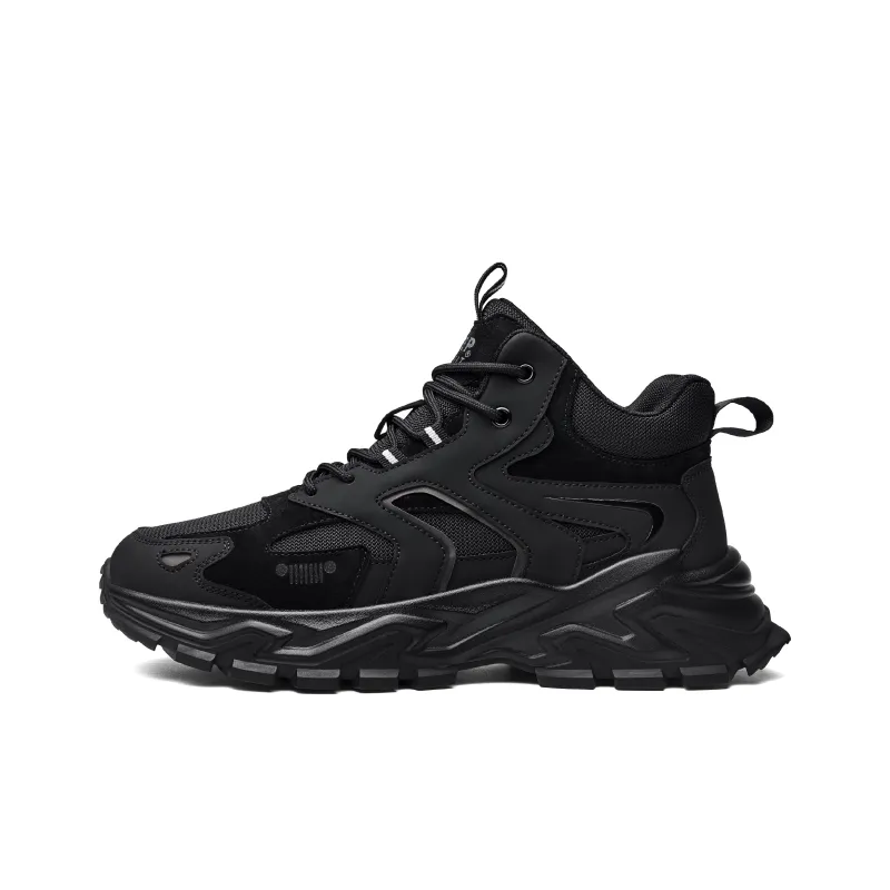 JEEP SPIRIT Cushioned Anti Slip And Wear Resistant Lightweight Mid Top Chunky Sneakers Men's Graphite Black-0