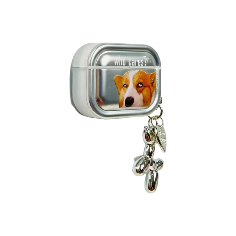Sopi Compatibility With Apple AirPods 4/2/3/4th Generation/AirPods Pro/Pro 2 TPU Plated Silver Corgi Headphone Cases-1
