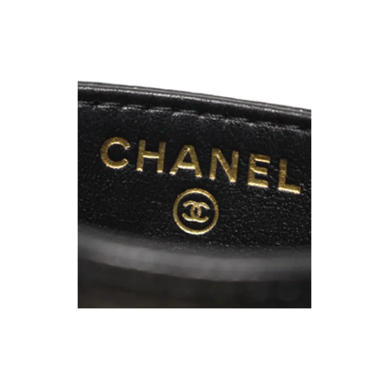 CHANEL Leather Card Holder Men's Black-7