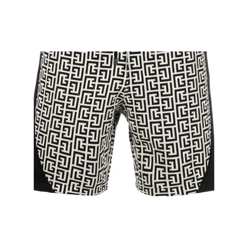 BALMAIN All-Over Monogram-Printed Drawstring Shorts-6