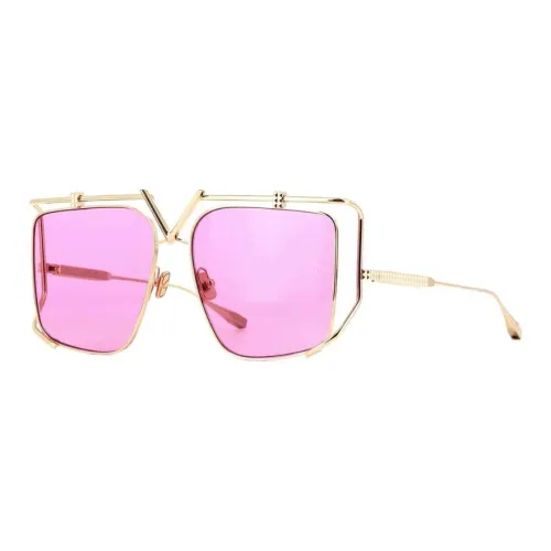 MASUNAGA Titanium Irregular Shape Eyeglass Frames Unisex Transparent Frame Gold Stand