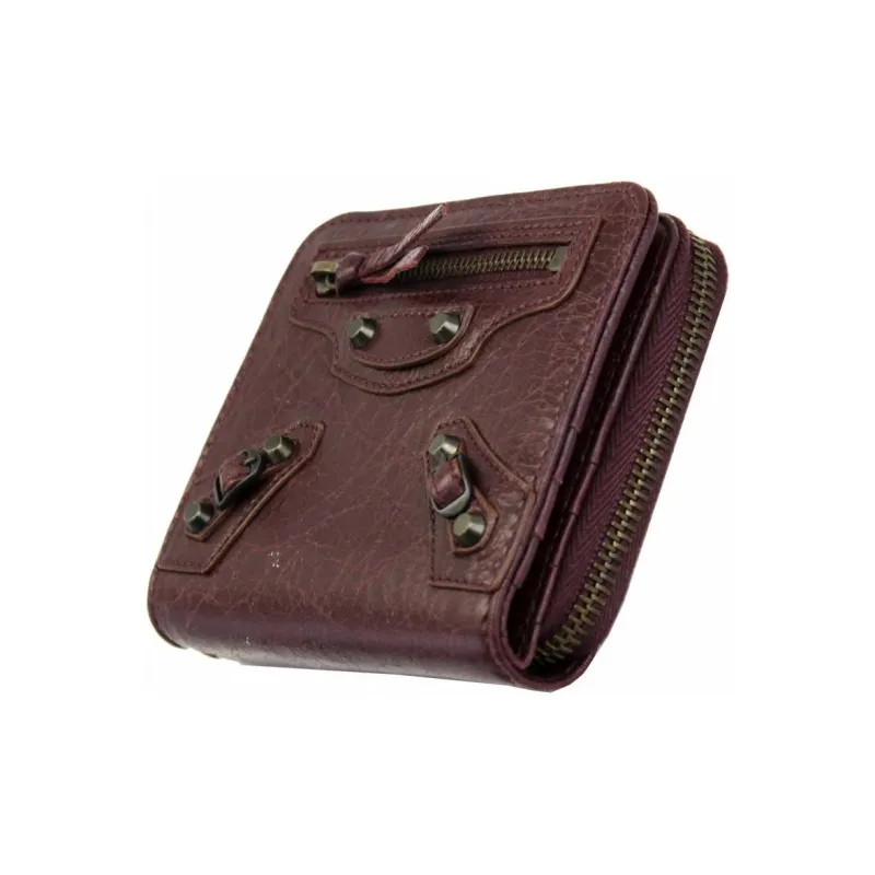 Balenciaga Vintage Leather Wallet Women's Burgundy-1