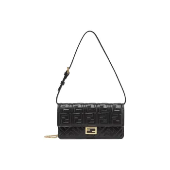 FENDI Baguette Lambskin Crossbody Bag, Shoulder Bag Women's Black