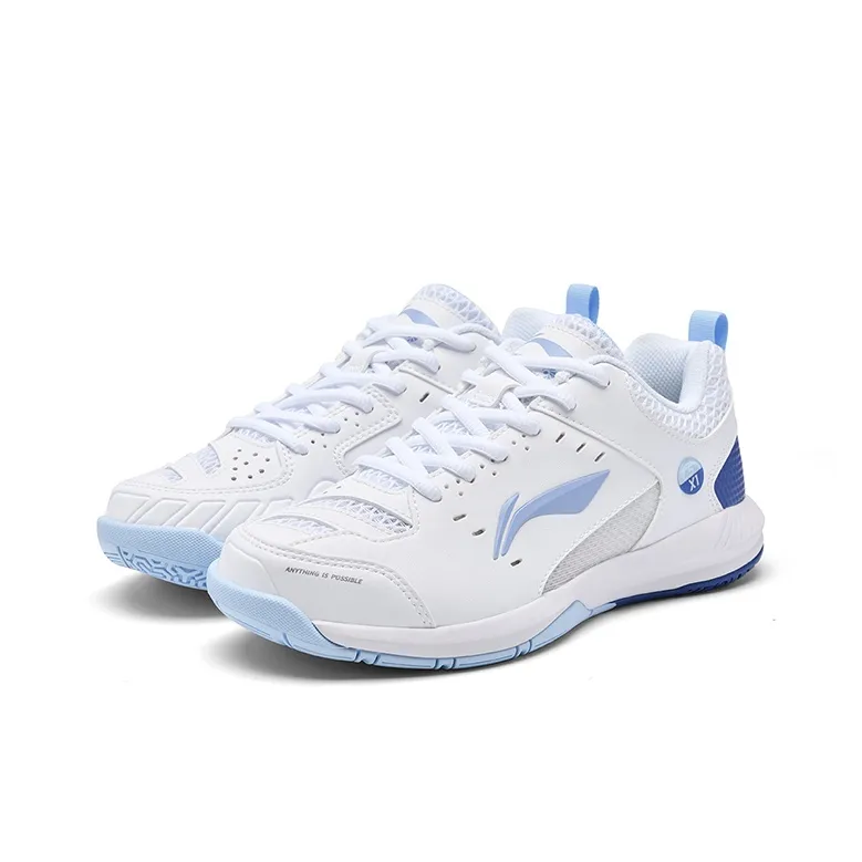 LiNing Feather Anti-Slip And Wear-Resistant Water-Resistant Low-Top Badminton Shoes Unisex White Blue-2