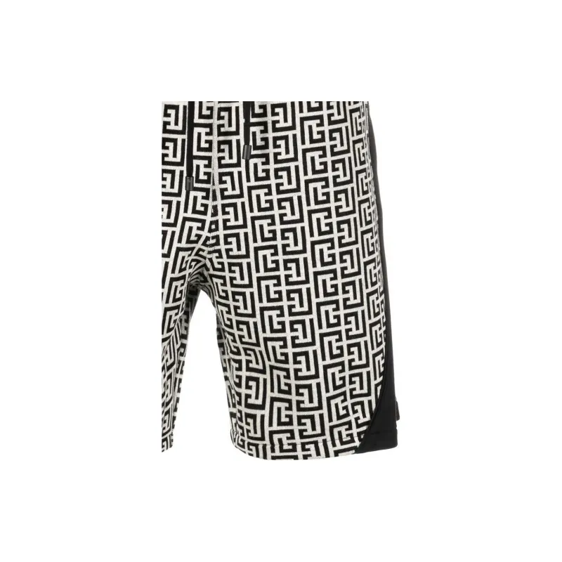 BALMAIN All-Over Monogram-Printed Drawstring Shorts-7