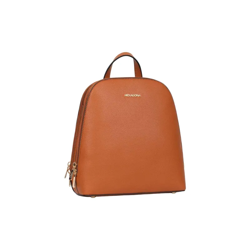 H HEXAGONA PARIS Grain Print Synthetic Fiber Backpack Regular Women's Brown-1