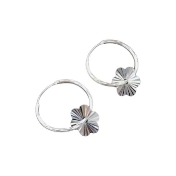 Stone Edge Poly 999 Fine Silver Sterling Silver Hoop Earrings Unisex