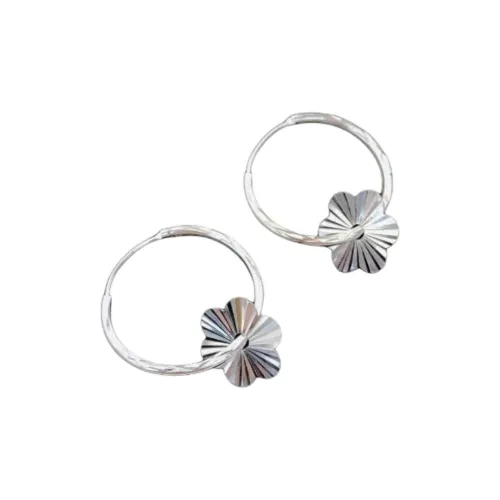 Stone Edge Poly 999 Fine Silver Sterling Silver Hoop Earrings Unisex
