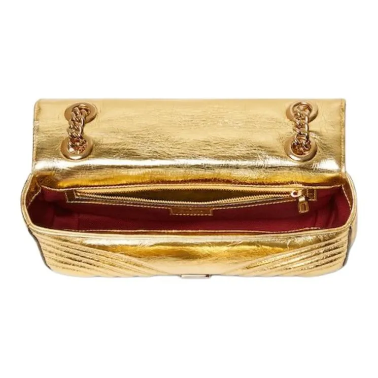 GUCCI GG Marmont Leather Shoulder Bag Small Size Women's Gold-2