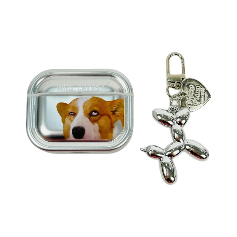 Sopi Compatibility With Apple AirPods 4/2/3/4th Generation/AirPods Pro/Pro 2 TPU Plated Silver Corgi Headphone Cases-3