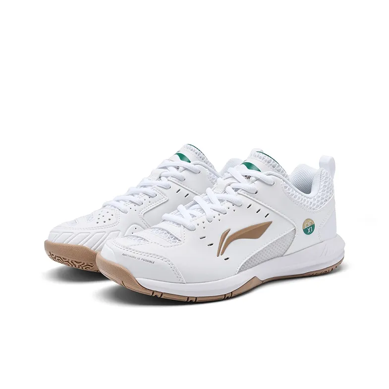 LiNing Feather Anti-Slip And Wear-Resistant Breathable Low-Top Badminton Shoes Unisex White-2