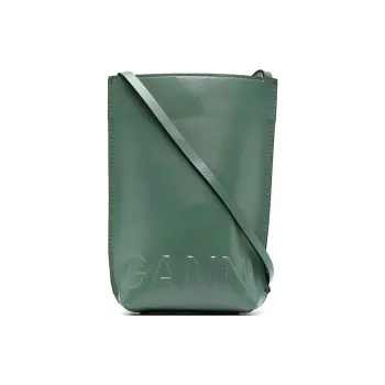 GANNI Recycled Leather Crossbody Bag Shoulder Bag Women's Green