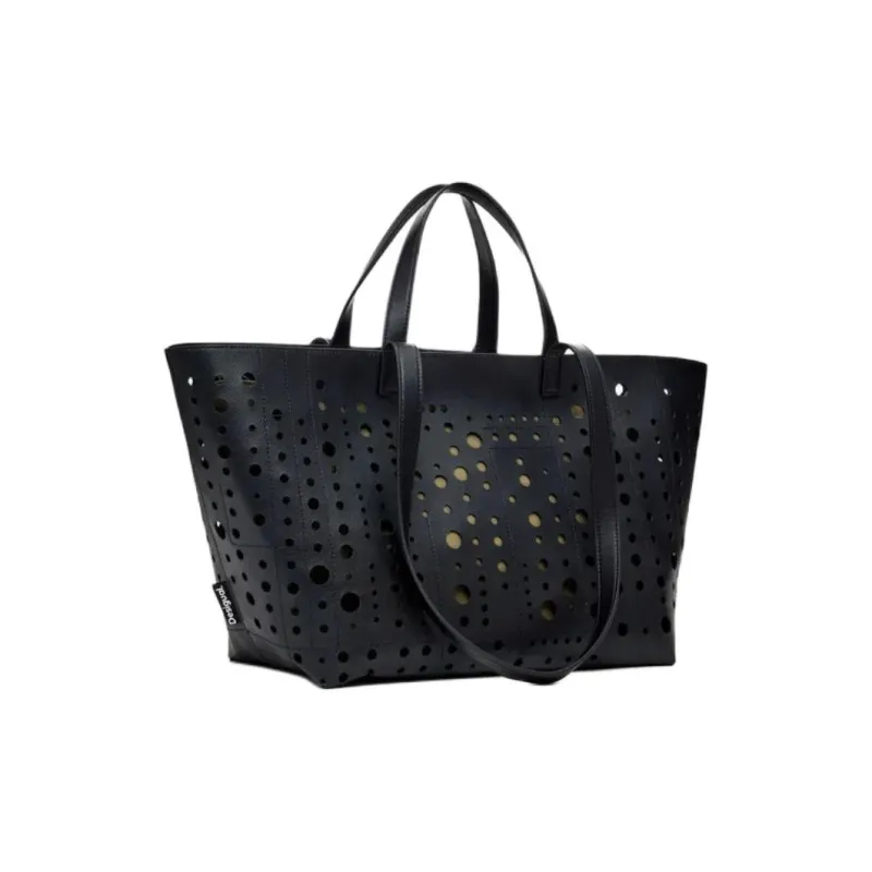 Desigual Polyurethane Tote Bag, Shopping Bag, Shoulder Bag, Handbag Tubas Women's Black-1