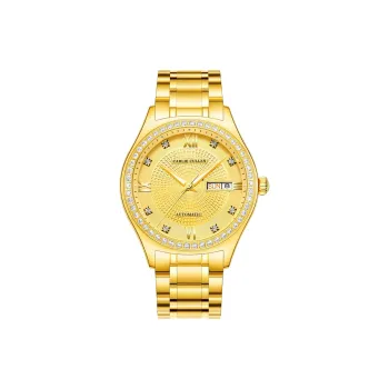 CARLIECULLEN Automatic Mechanical Movement Stainless Steel Watchband Watch Men's Watches Gold Dial