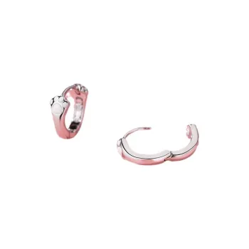 Stone Edge Poly Foot Silver 990 Sterling Silver Hoop Earrings Unisex