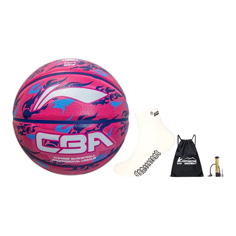 LiNing Rubber Basketball Rose Red Size 7 Ball Training Unisex-12