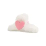 White Plush Heart Claw Clip