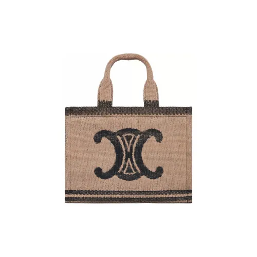 CELINE Cow Leather Tote Bag Shopping Bag Handbag Shoulder Bag Small Size Women's Beige Black