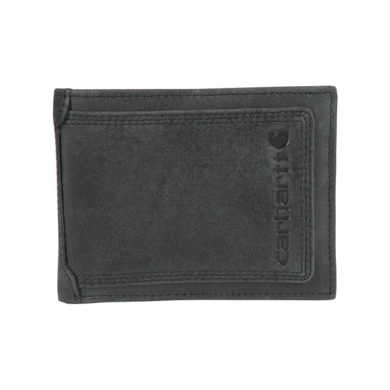 Carhartt Top Grain Cow Leather Passport Holder Regular Men's Black Gray Color-0