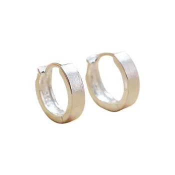 Stone Edge Poly Foot Silver 990 Sterling Silver Hoop Earrings Unisex