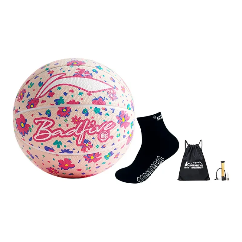 LiNing Rubber Basketball Pink Size 7 Training Unisex-10