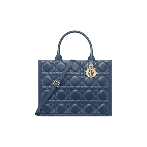 DIOR BookTote Calfskin Tote Bag, Shopping Bag, Shoulder Bag, Crossbody Bag, Handbag Medium Size Women's Deep Sea Blue