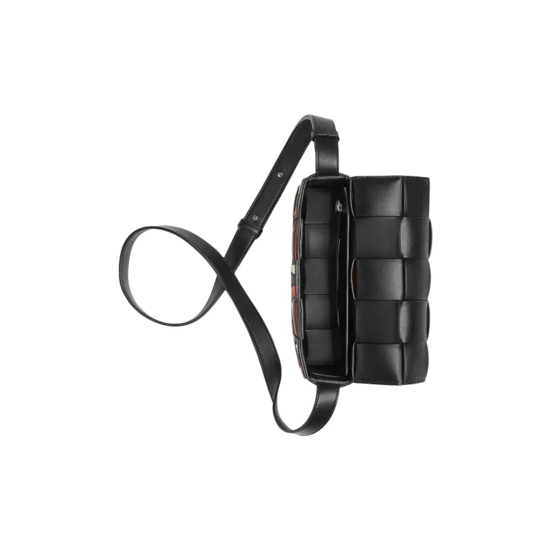 Bottega Veneta Calfskin Shoulder Bag Crossbody Bag Medium Size Men's Black & Multicolor-4