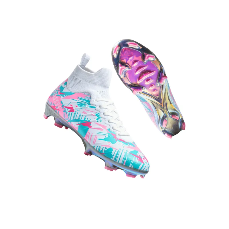 FEELACES AG Rubber Short Studs Natural Ground Slip Resistant Coverage Support Soccer Shoes Unisex Pink-5