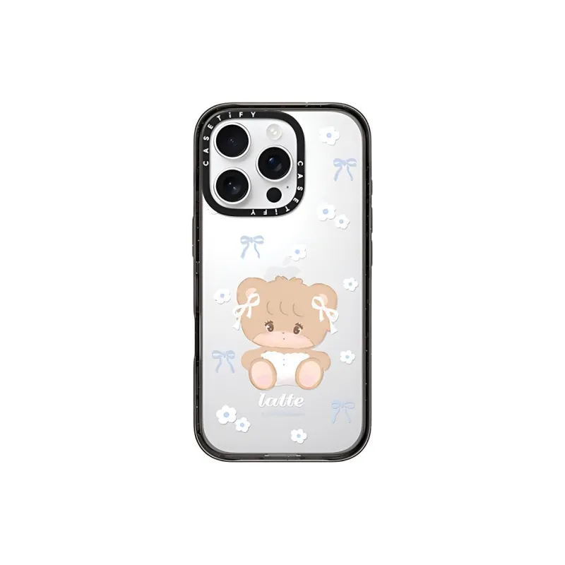 CASETIFY TPU+PC Material LATTE RIBBON Bowknot Latte Phone Cases Compatible With IPhone 16/15/14/Pro/Ma Cartoon-0