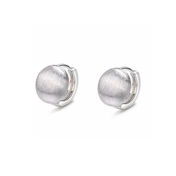 Stone Edge Poly Foot Silver 990 Sterling Silver Hoop Earrings Unisex