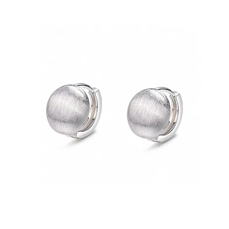 Stone Edge Poly Foot Silver 990 Sterling Silver Hoop Earrings Unisex-0