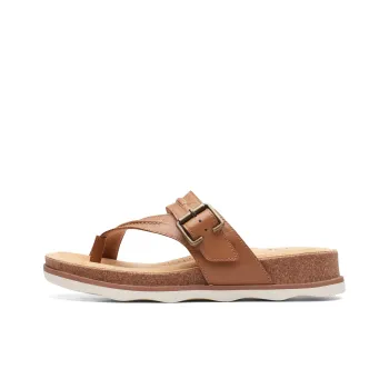 Clarks Rubber Sole Slip-Resistant Flip Flops Women's Light Brown