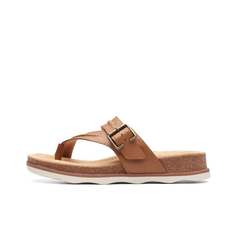 Clarks Rubber Sole Slip-Resistant Flip Flops Women's Light Brown-0