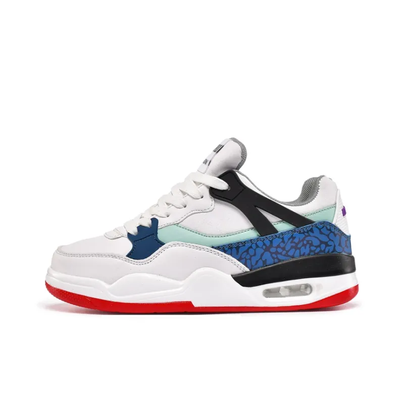 ABCYLM Warm Slip Resistant Cushioning Impact Resistance Wear Resistant Low Top Skateboard Shoes Unisex White Blue Red-7