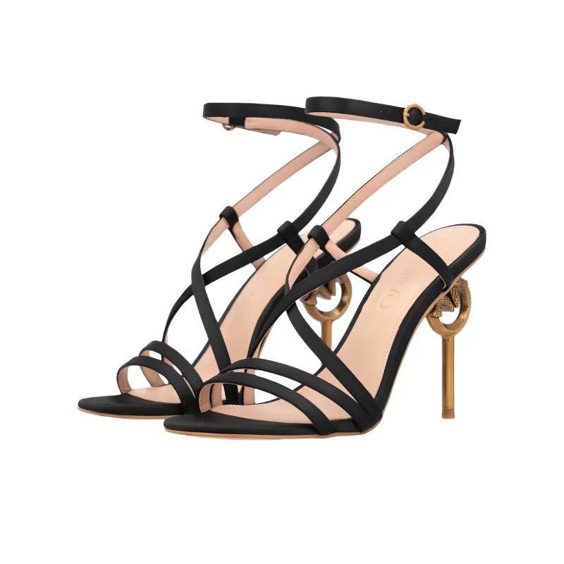 PINKO Love Birds Series Strap Sandals 10cm Women's Black-4