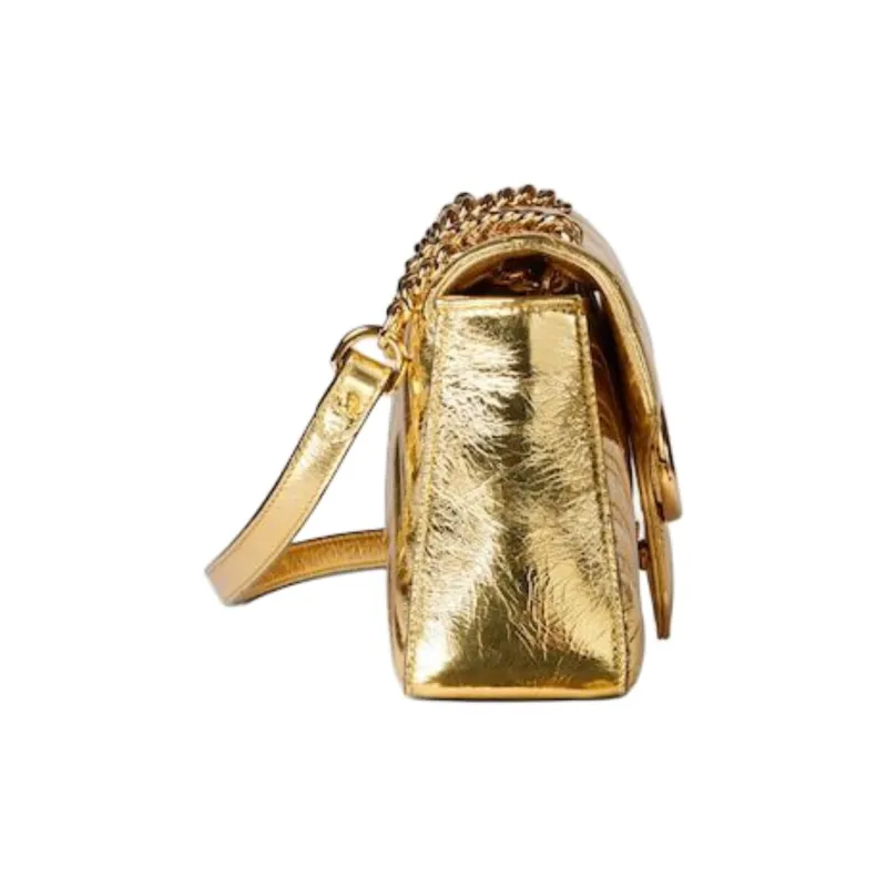 GUCCI GG Marmont Leather Shoulder Bag Small Size Women's Gold-3