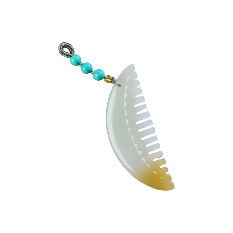 Jade Charm Yao Hetian Jade Comb White Jade/Pale Greenish White Jade Unisex-1