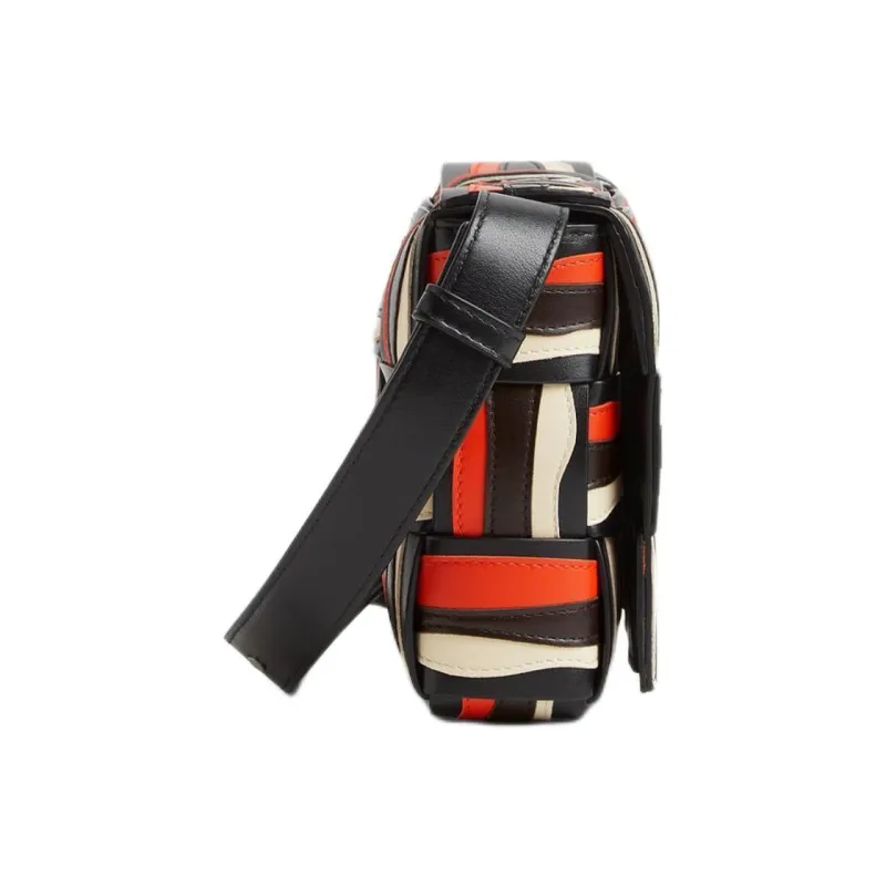 Bottega Veneta Calfskin Shoulder Bag Crossbody Bag Medium Size Men's Black & Multicolor-1