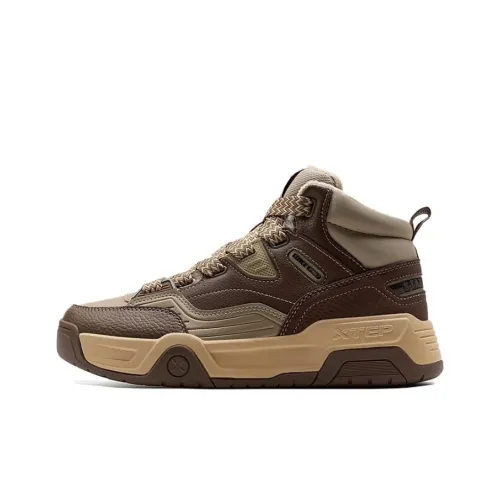 XTEP Sky Spine Anti-Slip Wear-Resistant High-Top Skateboard Shoes Men's Beige Brown