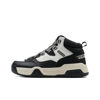 XTEP Sky Spine Anti Slip Wear Resistant High Top Skateboard Shoes Men's Black White