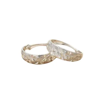 Stone Edge Poly Foot Silver 990 Sterling Silver Hoop Earrings Unisex