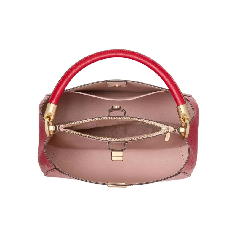 Kate Spade Grained Leather Shoulder Bag Crossbody Bag Handbag Medium Size Women's Cherry Red-3