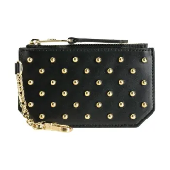 VERSACE Leather Coin Purse Women's Black