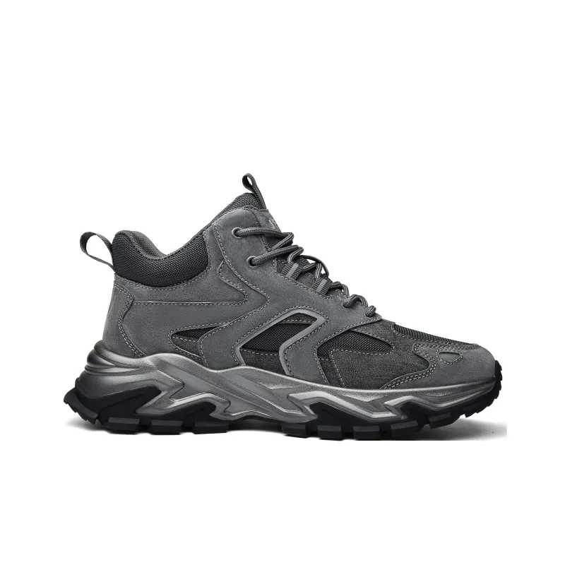 JEEP SPIRIT Anti Slip And Wear Resistant Lightweight Mid Top Chunky Sneakers Men's Ancient City Gray-1