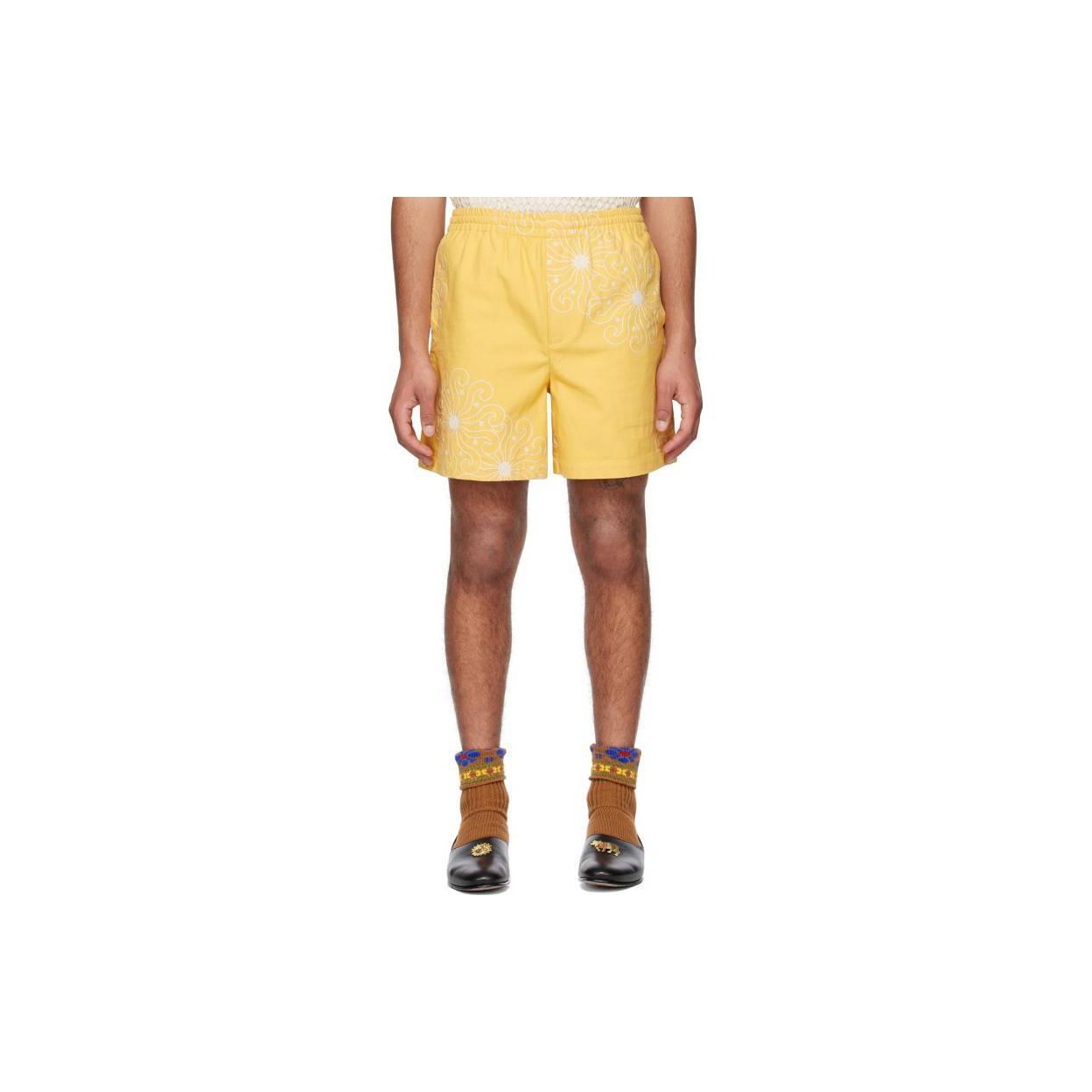 BODE Casual Shorts Men Yellow - POIZON