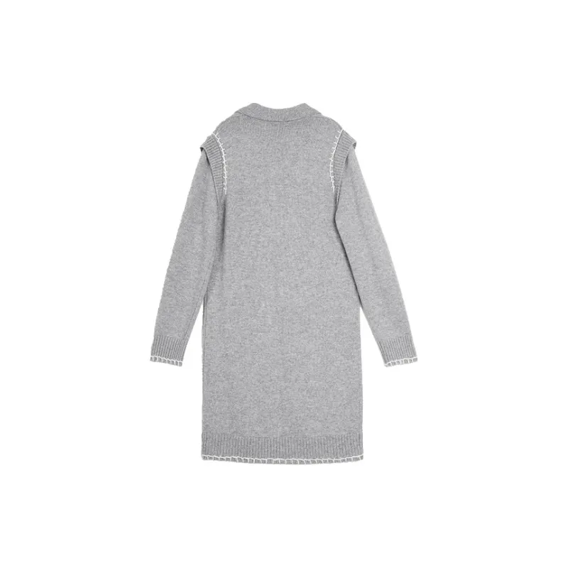 ELLE Long Sleeved Dresses Women's Light Gray-1
